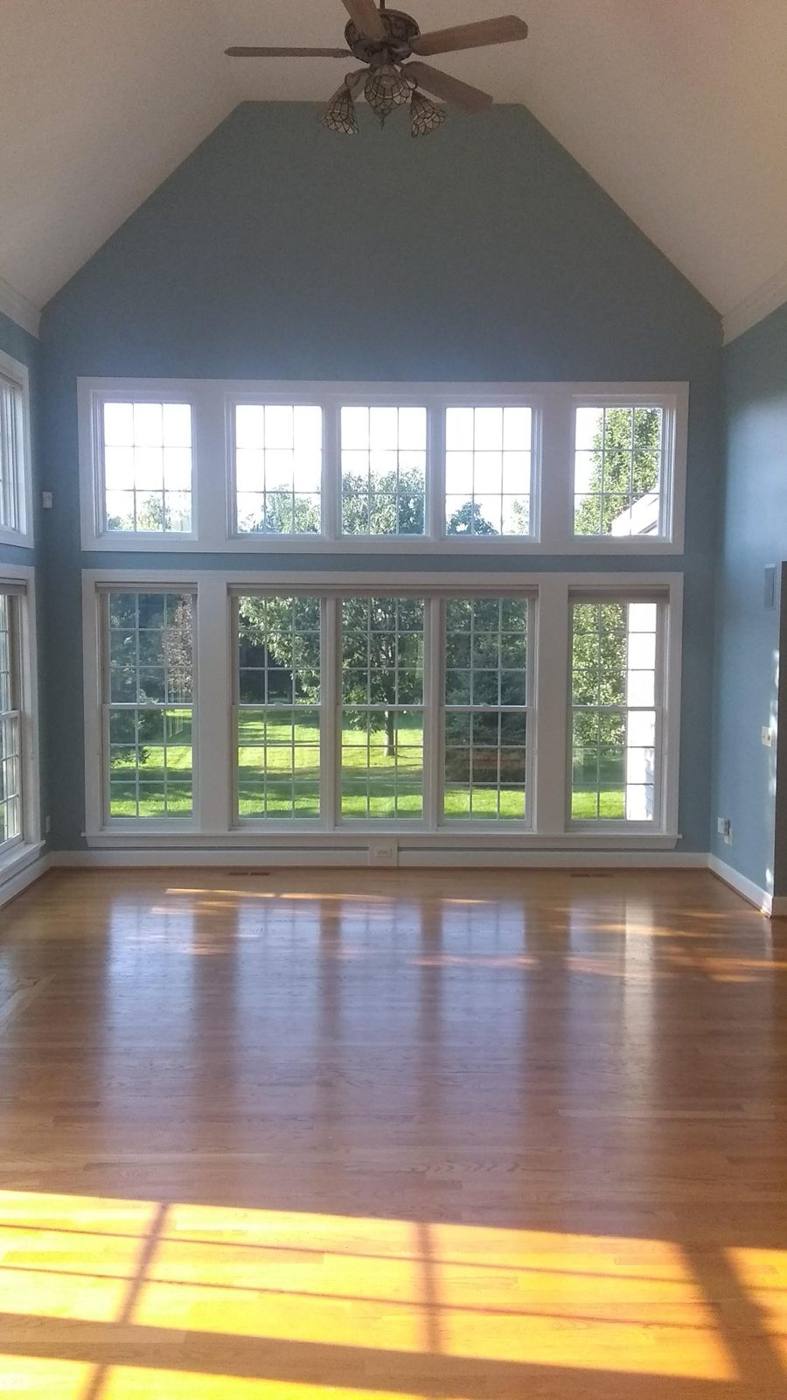 Tall great room with big windows